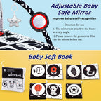 Poycuna Black and White Baby Gym Play Mat with 6 Toys Tummy Time Activity Mat for Babies 0-6 6-12 Months High Contrast Baby Gyms & Playmats Sensory Toys Newborn Brain Development Infant Play Mat