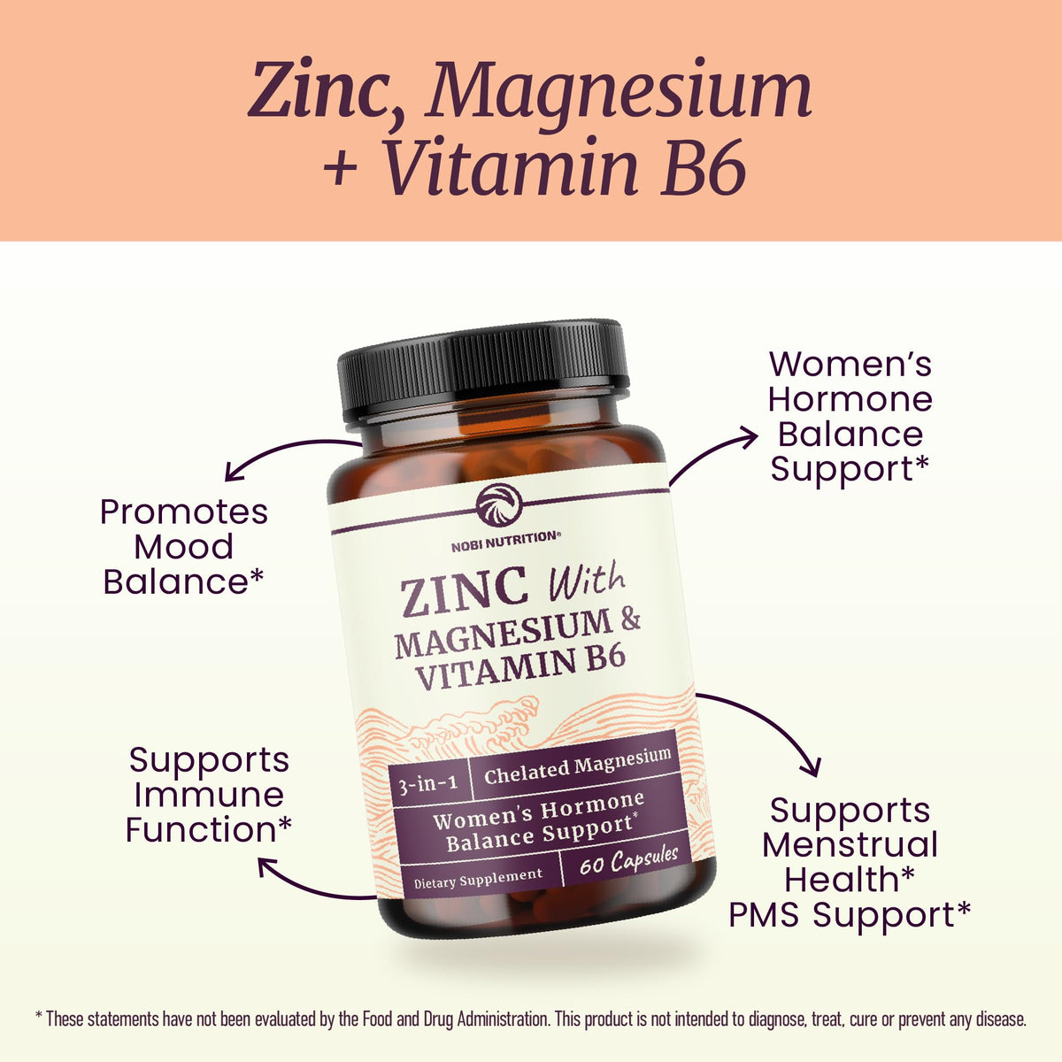 Zinc and Magnesium Supplement with Vitamin B6, Women’s Hormone Balance