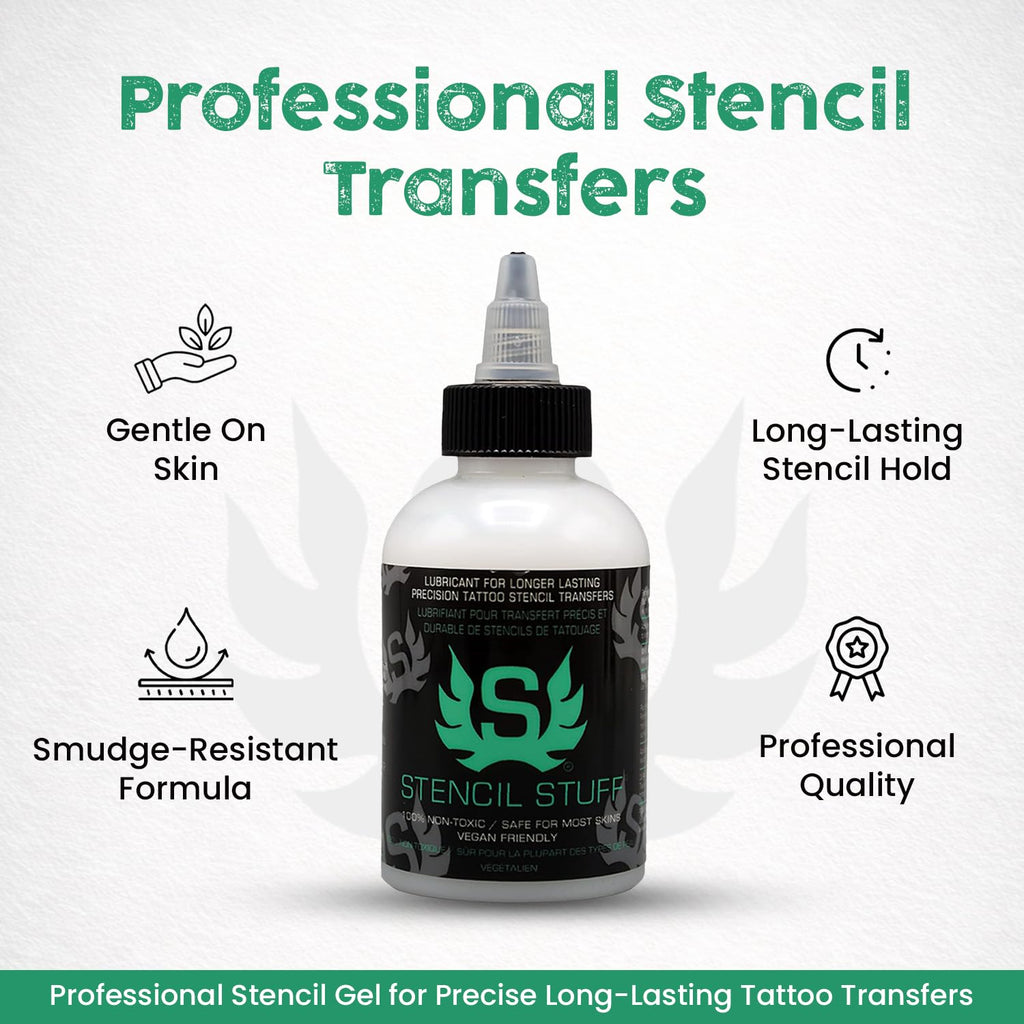 Stencil Stuff Tattoo Stencil Transfer Gel – 4oz Tattoo Stencil Transfer Solution – Vegan-Friendly Stencil Gel – Fast-Drying and Long-Lasting – Clean and Easy Application