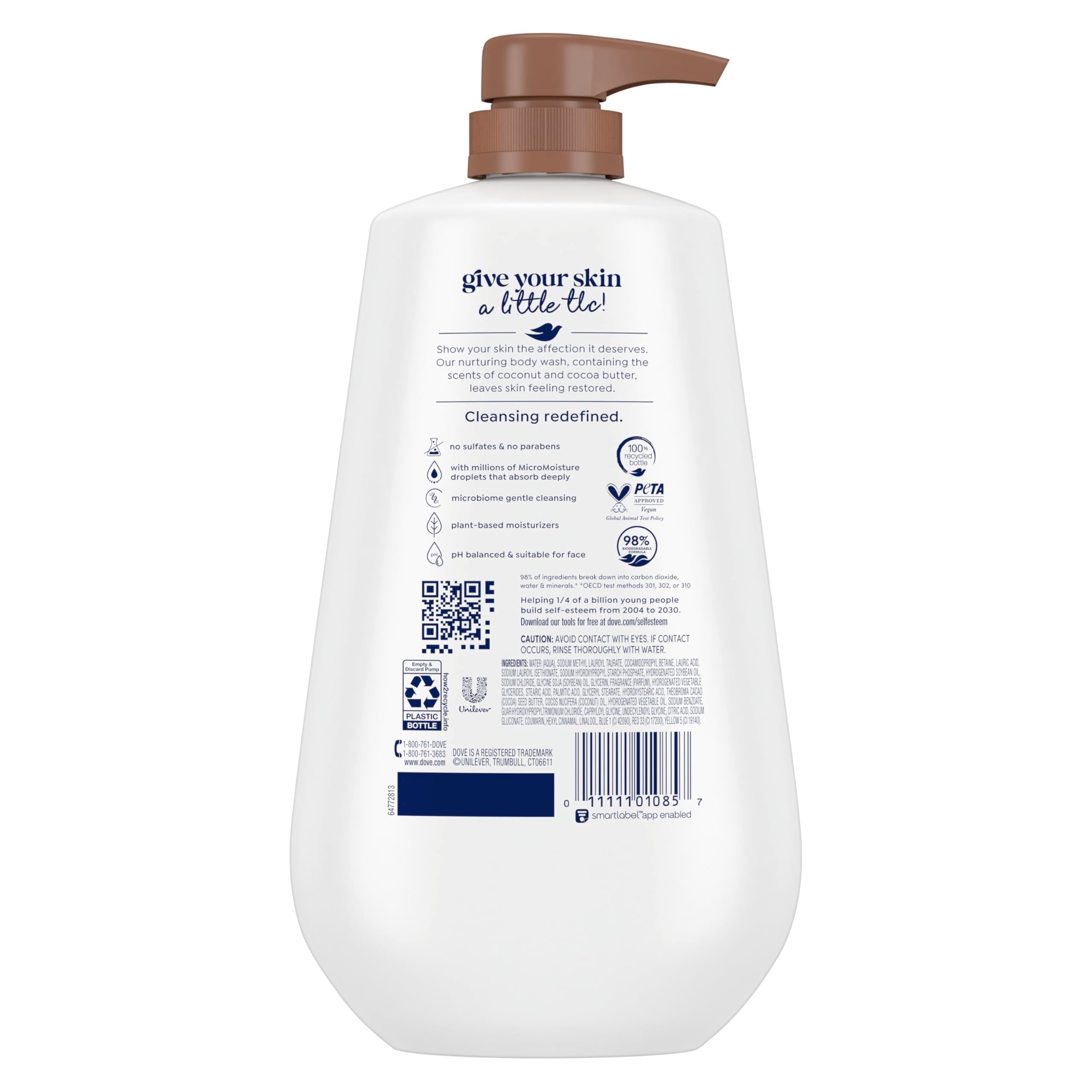 Dove Body Wash Restore Coconut & Cocoa Butter 30.6 oz Pump, Sulfate Free | Dove Coconut & Cocoa Butter Body Wash nourishes dry skin with creamy coconut scent and MicroMoisture technology.