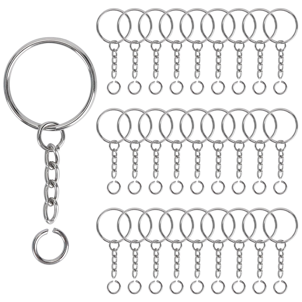120PCS Keychain Making Supplies, 60PCS Key Chain Rings with Chain and 60PCS Jump Rings, Keychains Bulk Rings Making Kit for Crafts