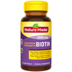 Nature Made Maximum Strength Biotin 5000 mcg Softgels, 120 Count | Biotin Hair Skin and Nails Vitamins, Dietary Supplement with Biotin for Adult Women and Men, 120 Day Supply
