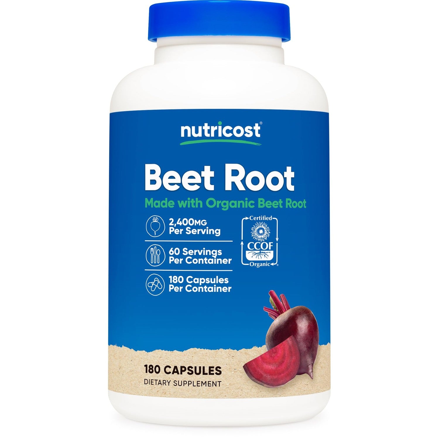Nutricost Beet Root 2400mg, 180 Capsules, CCOF Certified Made with Organic | Superfood, 60 Servings