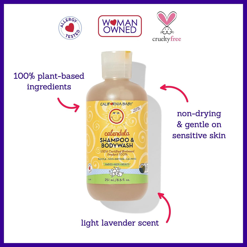 Buy now California Baby Calendula Shampoo and Body Wash - Allergy tested Baby Soap and Toddler Shampoo, for Dry, Sensitive Skin, 100% Plant-Based - USDA Certified, 251 mL / 8.5 fl. oz. (Pack of 1) at indiglob india