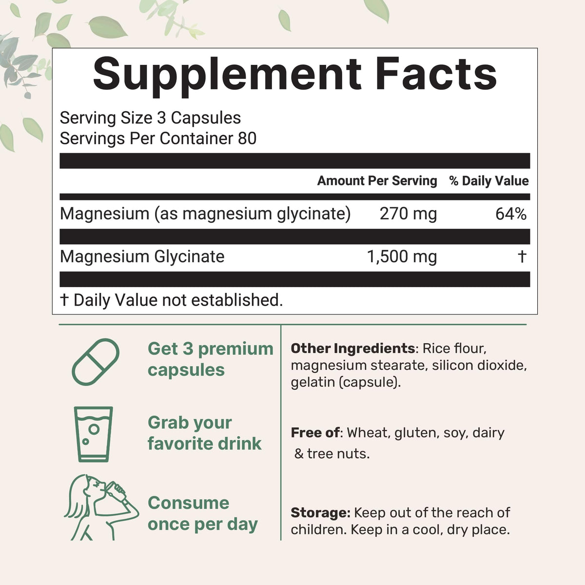 Triple Strength Magnesium Glycinate 1,500mg Per Serving, 240 Capsules | 500mg Per Capsule | Easily Absorbed Chelated Magnesium + Elemental Form | Healthy Muscle, Bones, & Mood Support | Non-GMO