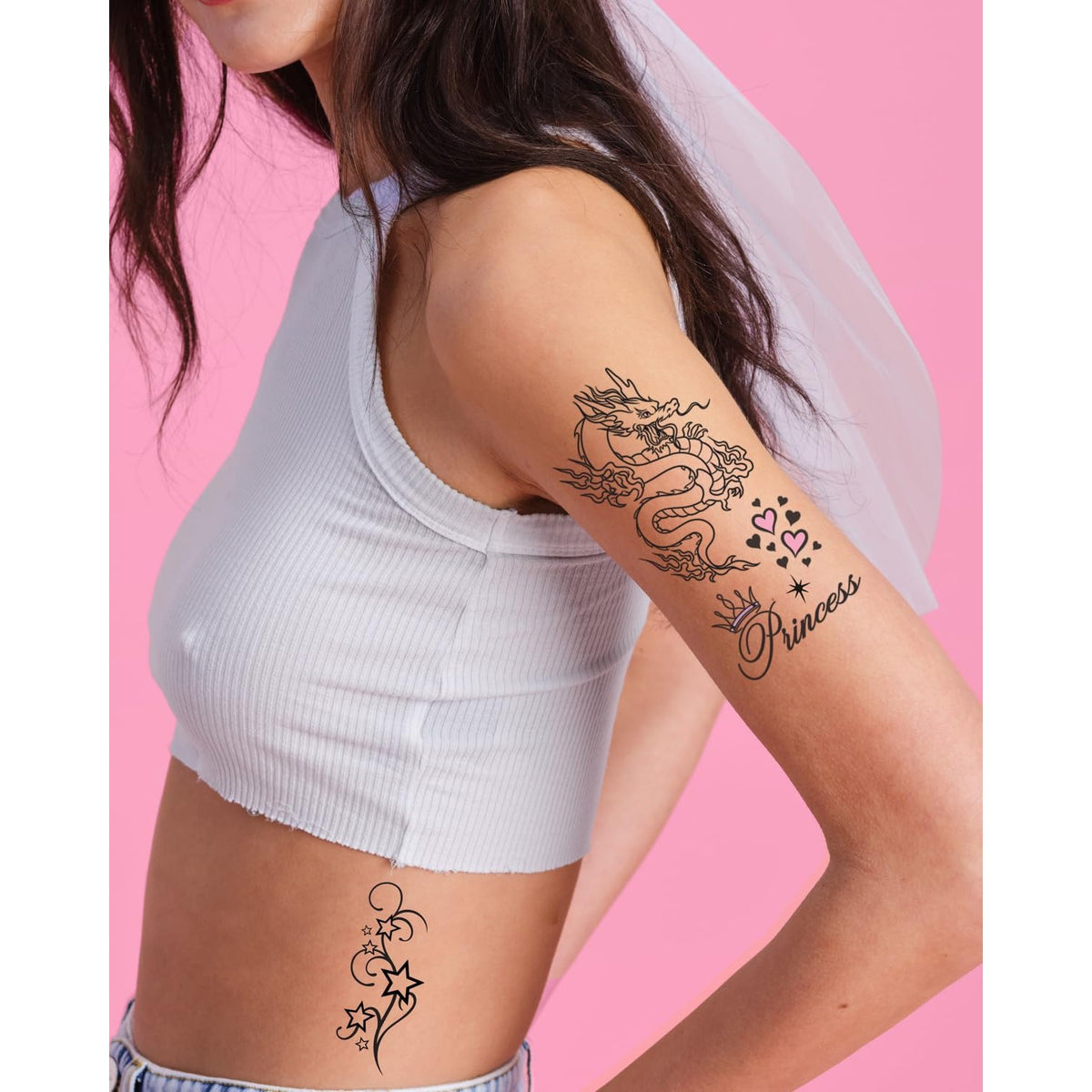 xo, Fetti 56pc Y2K Realistic Temporary Tattoos | Girly 2000s Birthday Party