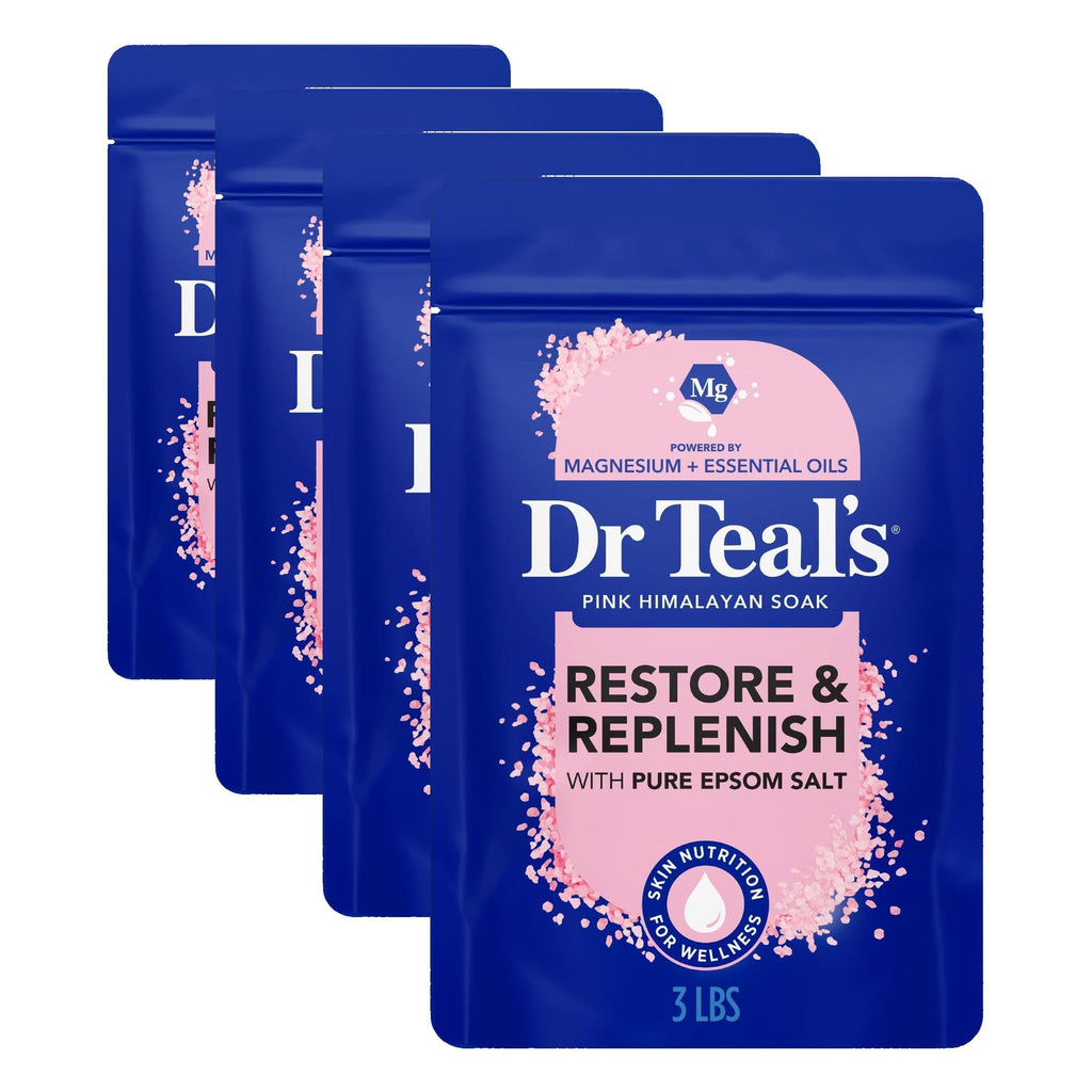 Dr Teal's Epsom Salt Magnesium Soak, Restore & Replenish with Pink Himalayan Salt, 3 lbs