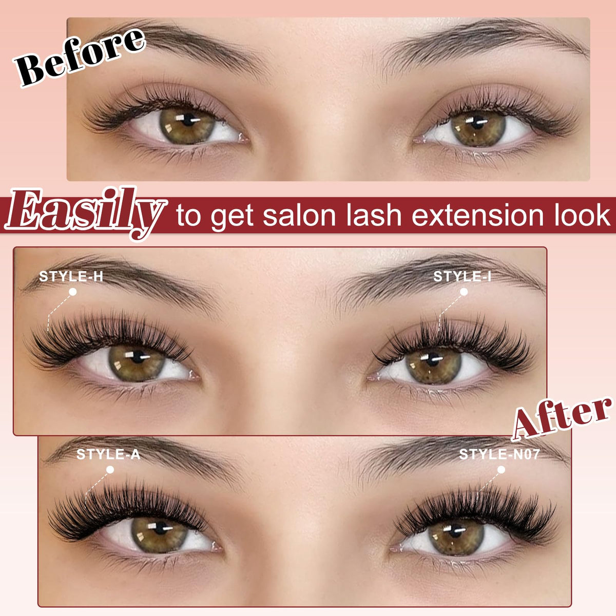 Higu clace Magnetic Eyelashes 4Pairs Magnetic Lashes with Applicator(E)