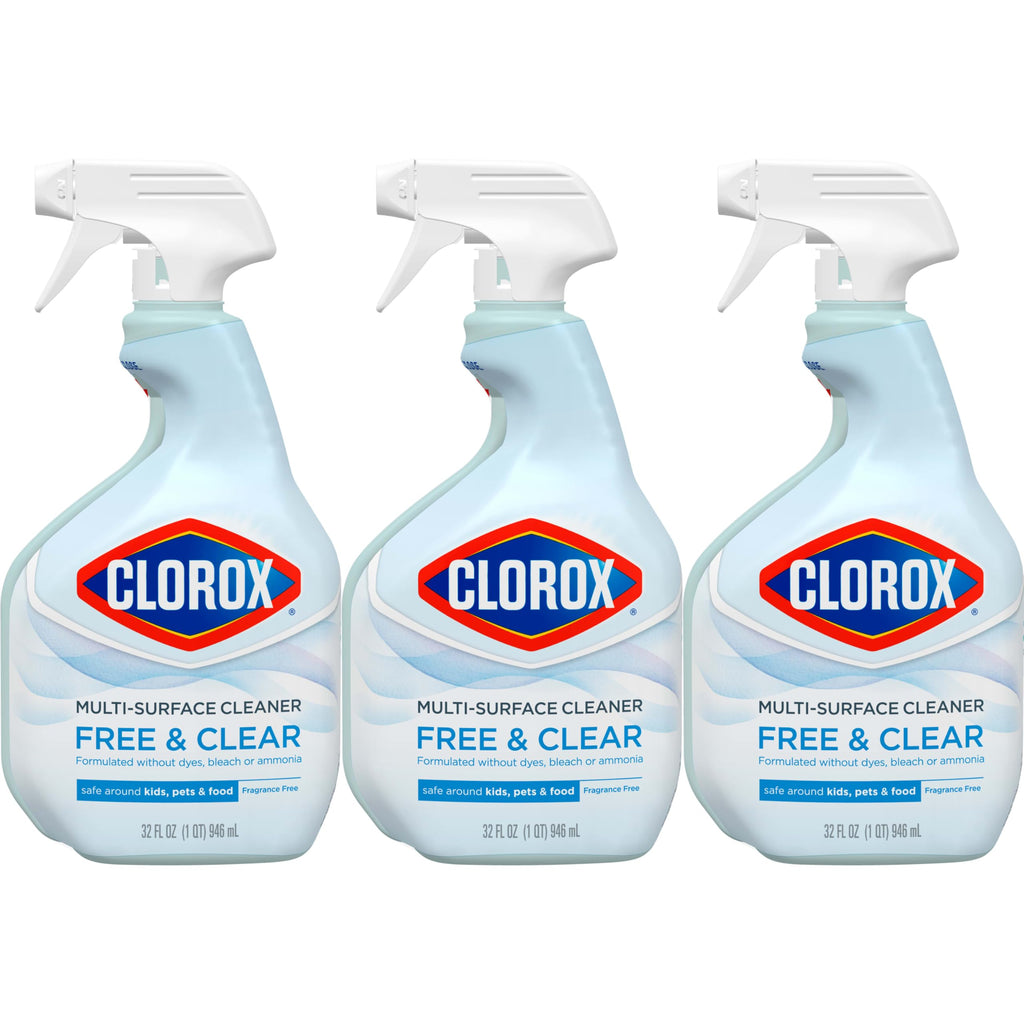 Buy now Clorox Free & Clear Multi Surface Cleaner, Spray Bottle, Fragrance Free, 32 Fluid Ounces, Pack of 3 at indiglob india