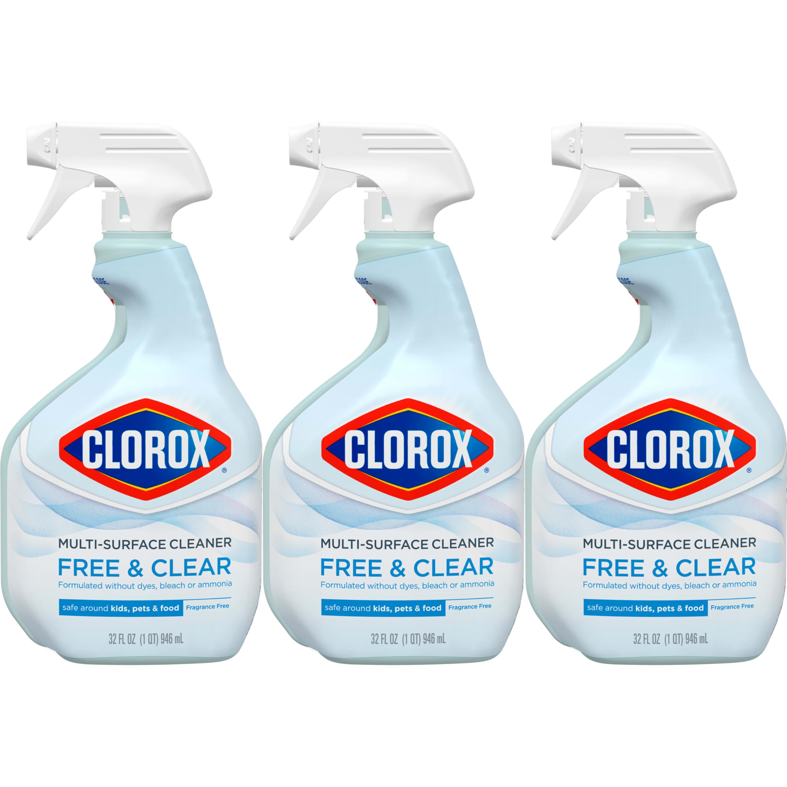 Buy now Clorox Free & Clear Multi Surface Cleaner, Spray Bottle, Fragrance Free, 32 Fluid Ounces, Pack of 3 at indiglob india