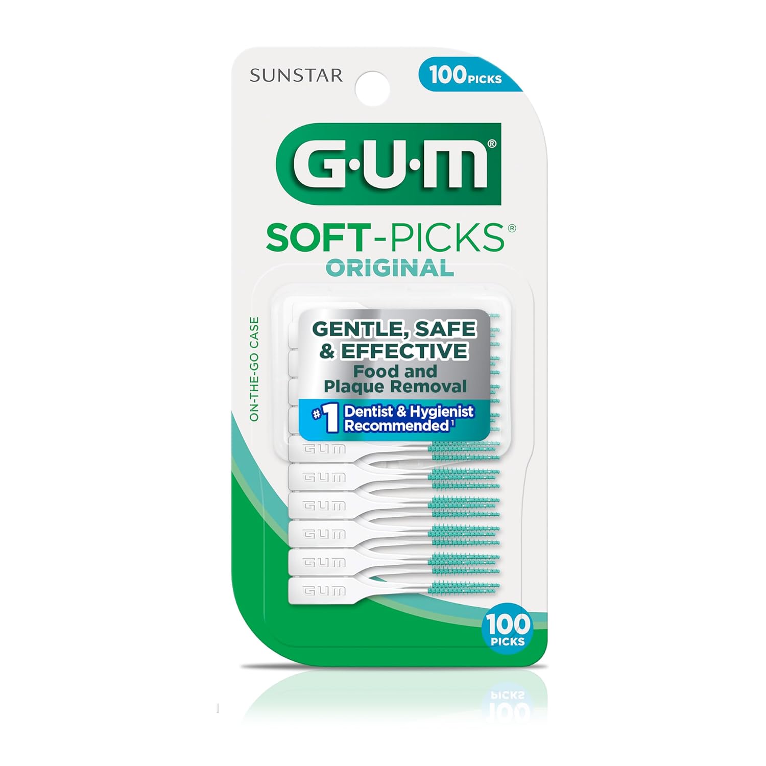 Buy now GUM Soft-Picks Original, Easy to Use Dental Picks for Teeth Cleaning and Gum Health, Disposable Interdental Brushes with Convenient Carry Case, Dentist Recommended Dental Picks, 100ct at indiglob india
