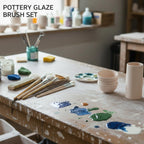 12 PCS Pottery Glaze Brushes Set with Goat Hair & Hake Brush,Professional Soft Bristle for Ceramic, Pottery, Clay, Acrylic Painting