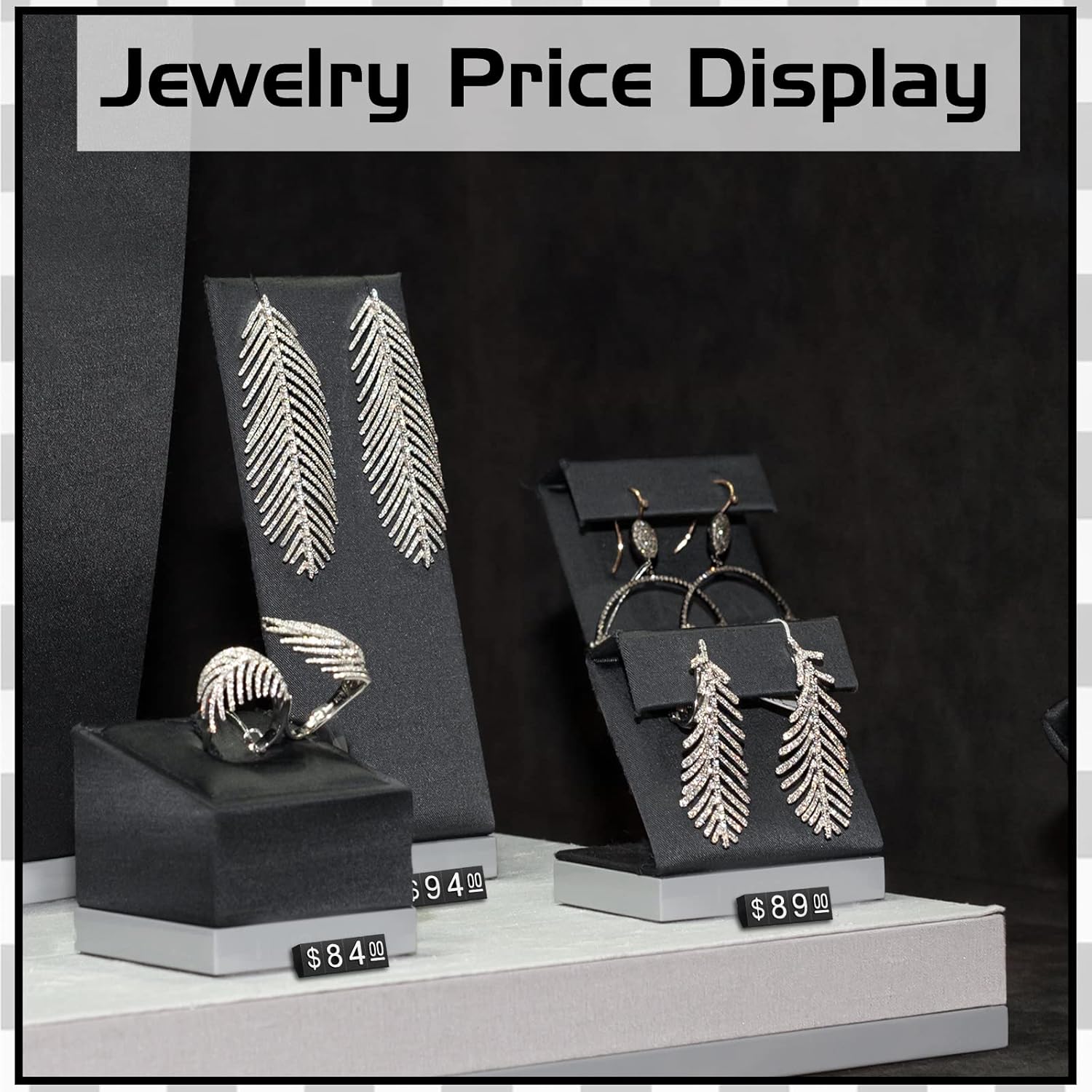 Buy now Qunclay 50 Sets Price Display Cube Number Letter Price Tag Cube Blocks Adjustable Dollar Display Stand Small Counter Kit for Jewelry Retail Vending Machine Shop Signs(White Number,Black) at indiglob india