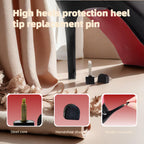 10 Pairs High Heel Tips Replacement - U/Cap Style, 2.4mm & 3mm Metal Core, 5 Sizes (8-12mm) | Durable Non-Slip Heel Caps for Women's Shoes | Quiet, Quick DIY Installation (Black)