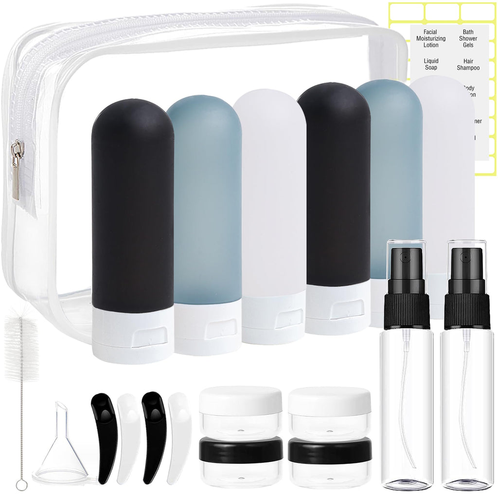 DEWSENSI 20 Pack Travel Bottles Set for Toiletries | TSA Approved, Leak Proof, Plastic Travel Size Containers, Refillable Accessories for Shampoo Conditioner Lotion Liquids