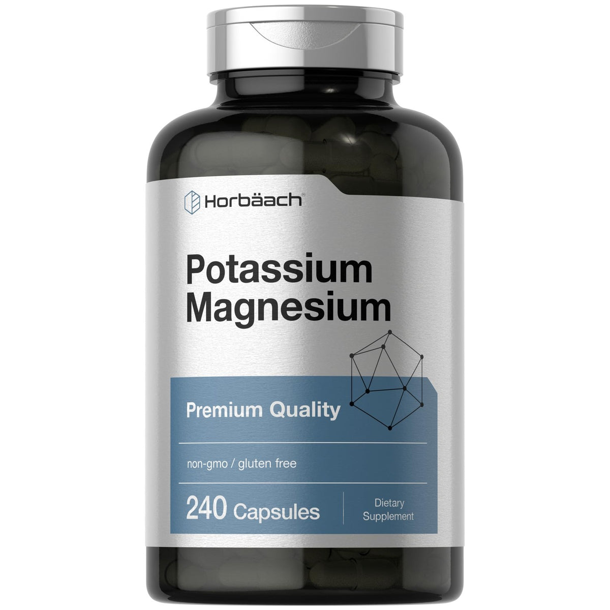 Horbäach Potassium Magnesium Supplement | 240 Capsules | Premium Quality