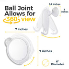 HONEYBULL Fogless Shower Mirror for Shaving with Suction Mount, White | Shatterproof Acrylic Bathroom Accessory With 360 Swivel & Built-in Razor Hook, Clear Reflection in Steam & No-Drill Setup
