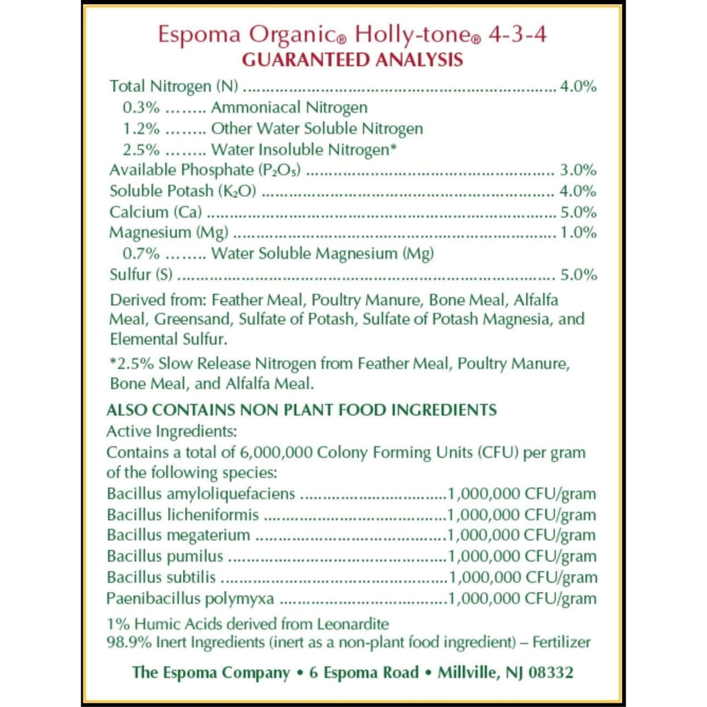Espoma Organic Holly-Tone 4-3-4 Natural & Organic Evergreen & Azalea Plant Food; 4 lb. Bag; The Original & Best Fertilizer for All Acid Loving Plants Including Rhododendrons & Hydrangeas. Pack of 2