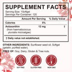 Tiuedu Astaxanthin 12mg, 120 Softgels, 4 Month Supply, Astaxanthin Antioxidant Supplements, Supports Eye, Joint, Internal Circulation, Skin Health