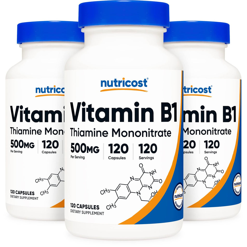 Nutricost Vitamin B1 (Thiamin) 500mg, 120 Capsules (2 Bottles)