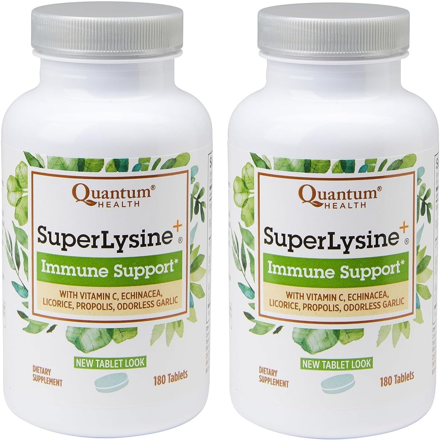 Quantum Health SuperLysine+ 1500mg L-lysine Immune Support 180 Tablets | Essential Amino Acid, Vitamin C, Echinacea, Licorice, Bee Propolis & Odorless Garlic, Daily Formula