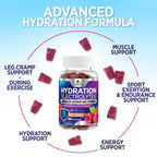 Hydration Electrolyte Gummies - Daily Liquid Replenisher Gummy - Electrolyte Multiplier with Minerals, Potassium & Real Salt, Vegan, Non-GMO, Tasty Raspberry Flavor Hydration Electrolytes - 60 Gummies