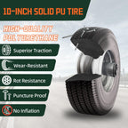 RRQ 4.10/3.50-4 Flat Free Tire, 10" Solid Wheels, 4.10-3.50-4 Tire, 2 Pack
