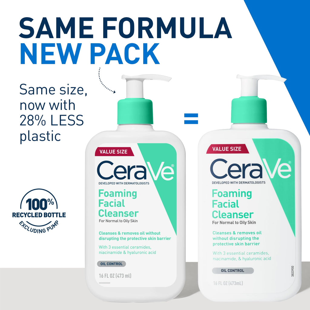 Buy now CeraVe Foaming Facial Cleanser, Daily Face Wash for Oily Skin with Hyaluronic Acid, Ceramides, and Niacinamide, Fragrance Free Paraben Free, 12 Fluid Ounce at indiglob india