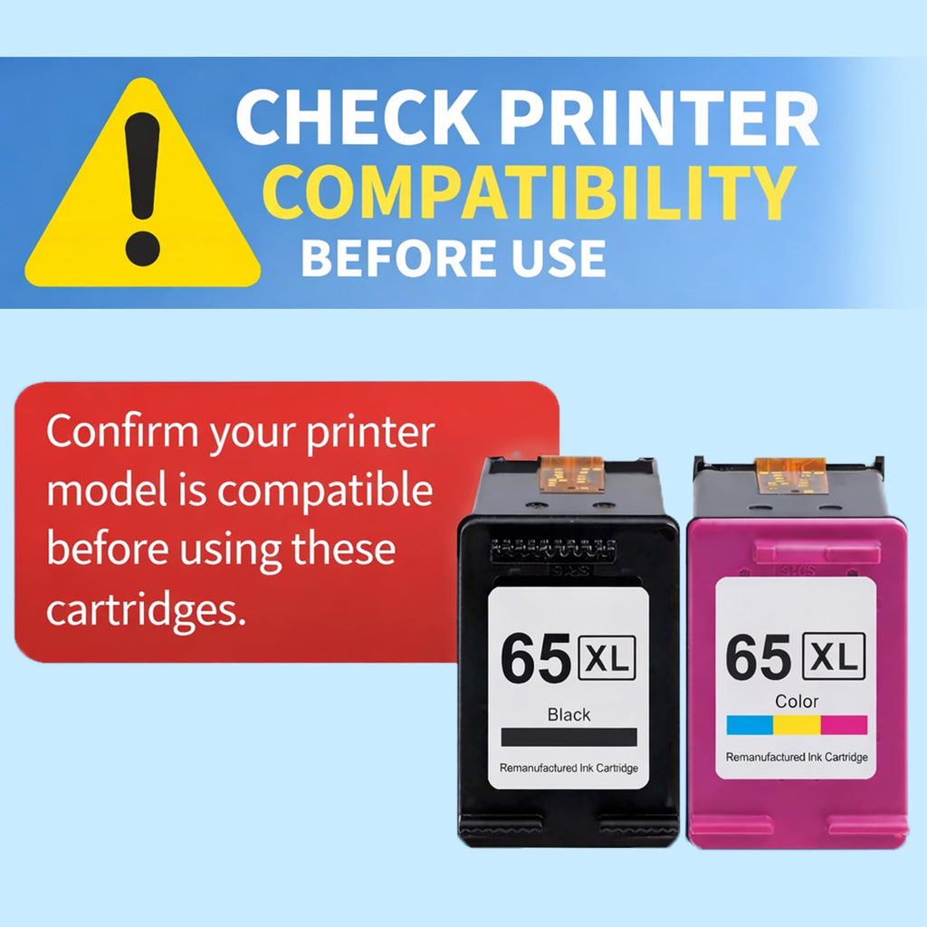 TEINO 65XL 65 Ink Cartridges Black/Color Combo Pack Replaced for HP Ink 65