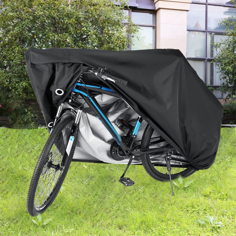 Bike Covers for 2 or 3 Bikes, 2XL Size Outdoor Waterproof & Anti-UV Bicycle Covers with Lock Hole for Mountain Road Electric Bikes