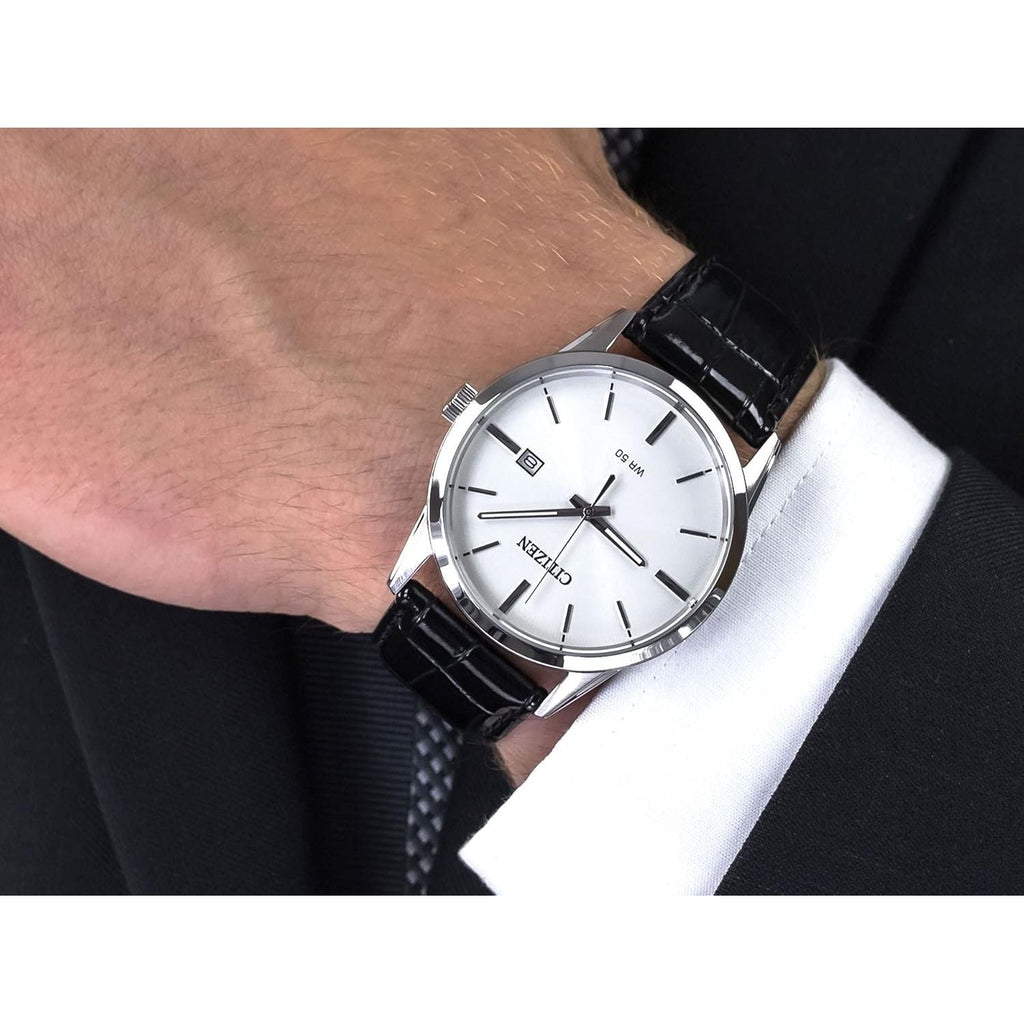 Buy now Citizen Quartz Mens Watch, Stainless Steel with Leather strap, Casual, Black (Model: BI5000-01A) at indiglob india