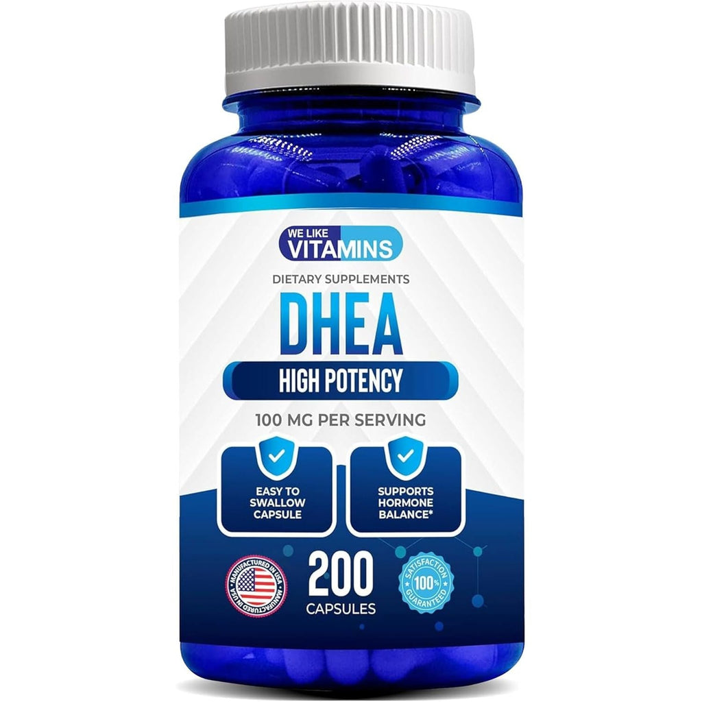 Buy now We Like Vitamins DHEA 100mg 200 Capsules - 200 Day Supply of DHEA Capsules - Helps with Hormone Balance and Energy Levels for Men & Women at indiglob india