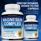 Magnesium Complex 1000mg, 8-in-1 Magnesium Supplement Capsules with Glycinate, Citrate, Malate & Taurate, Supports Muscle, Bone, Energy & Daily Wellness, for Women & Men, 180 Capsules