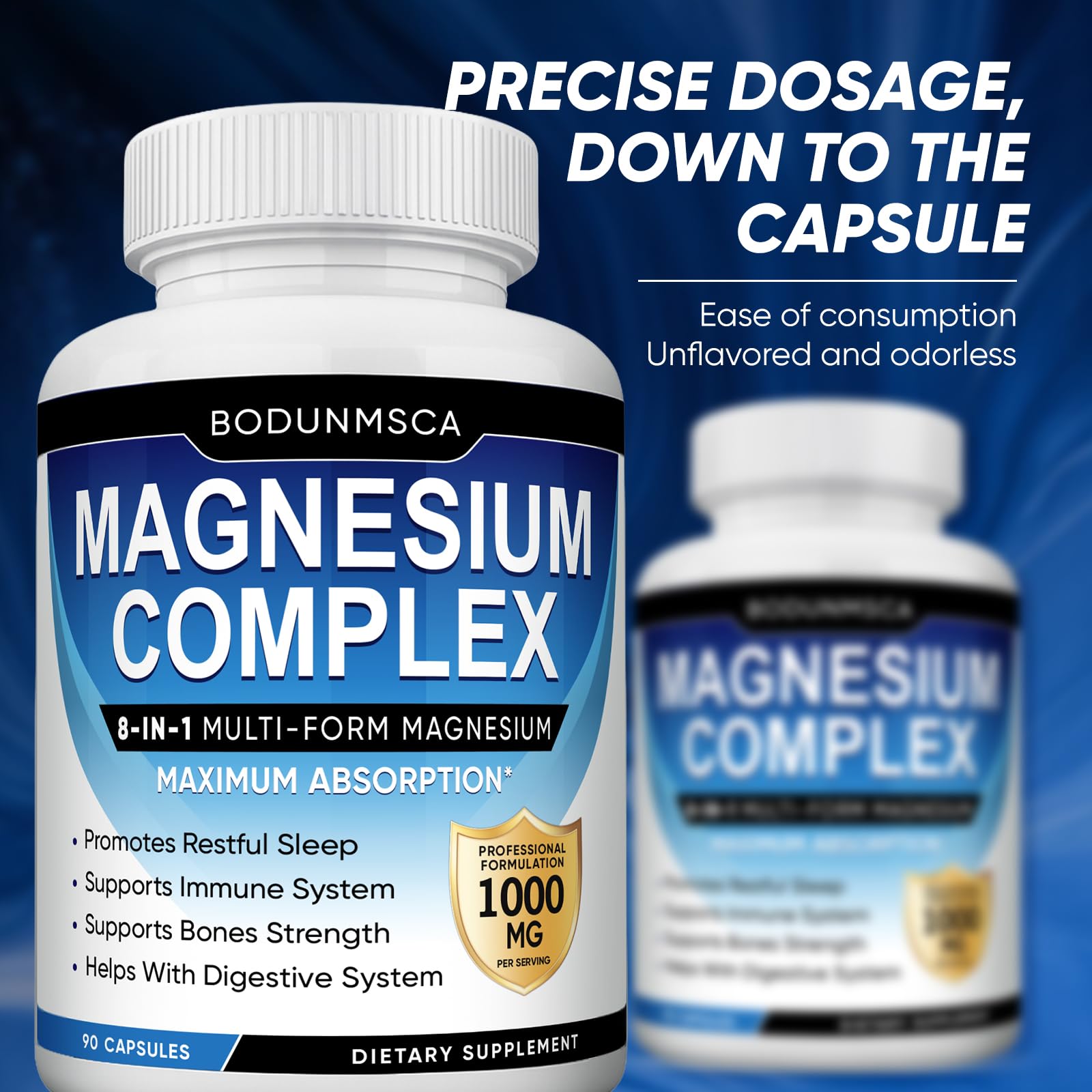 Magnesium Complex 1000mg, 8-in-1 Magnesium Supplement Capsules with Glycinate, Citrate, Malate & Taurate, Supports Muscle, Bone, Energy & Daily Wellness, for Women & Men, 180 Capsules