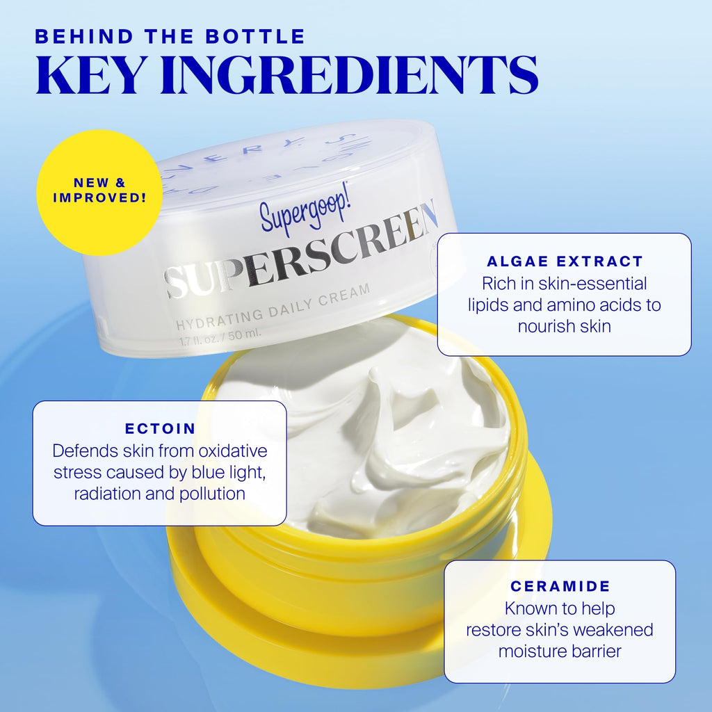 Buy now Supergoop! Superscreen - 1.7 fl oz - SPF 40 PA+++ Hydrating Daily Moisturizer Sunscreen - Protection from UV Rays + Helps Filter Pollution & Blue Light at indiglob india