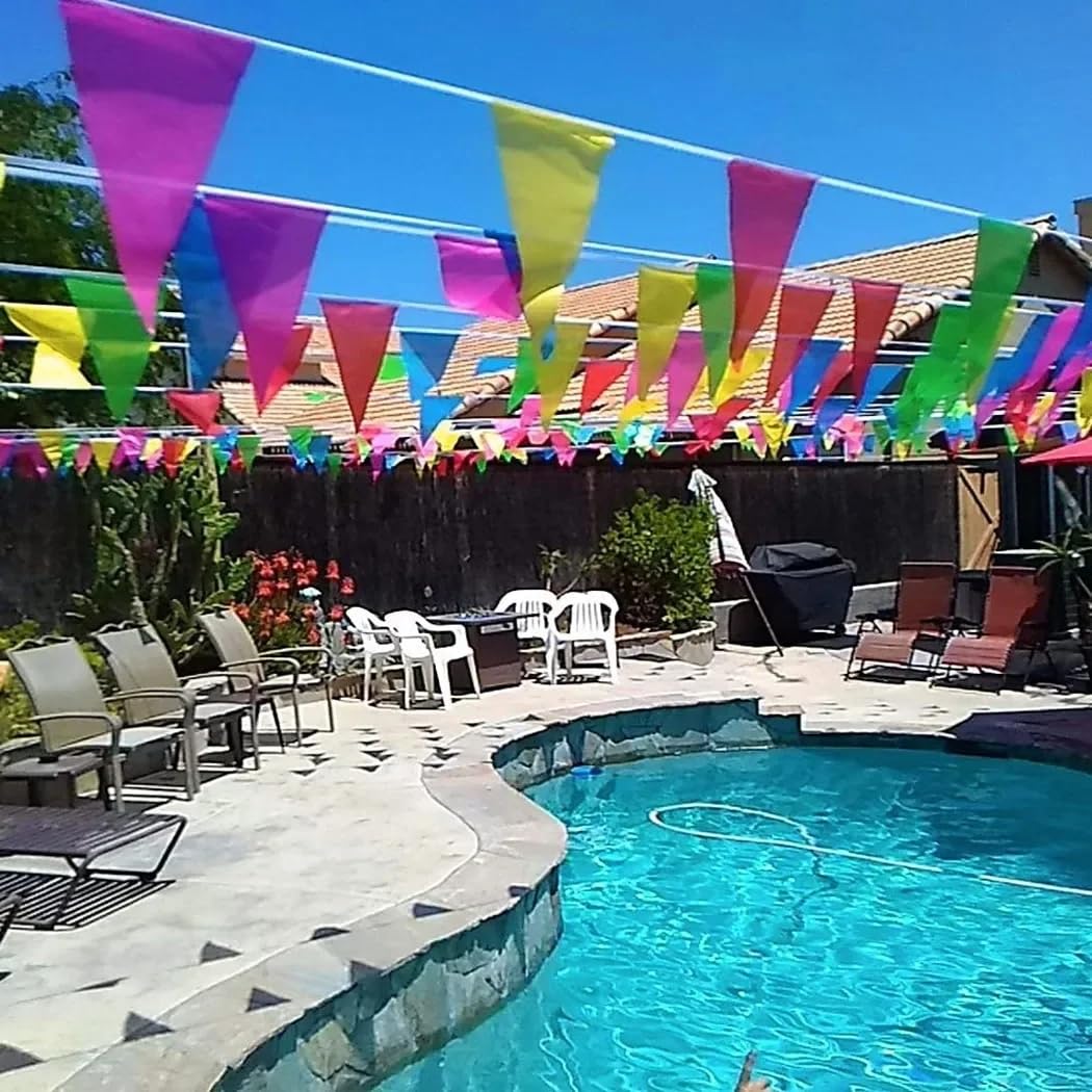 260ft 150pcs Flags Colorful Pennant Banner Flags Multicolor Bunting String Triangle Flags, Garland for Grand Opening Carnival, Theme Birthday Party Decoration, Outdoor Events Classroom Decor