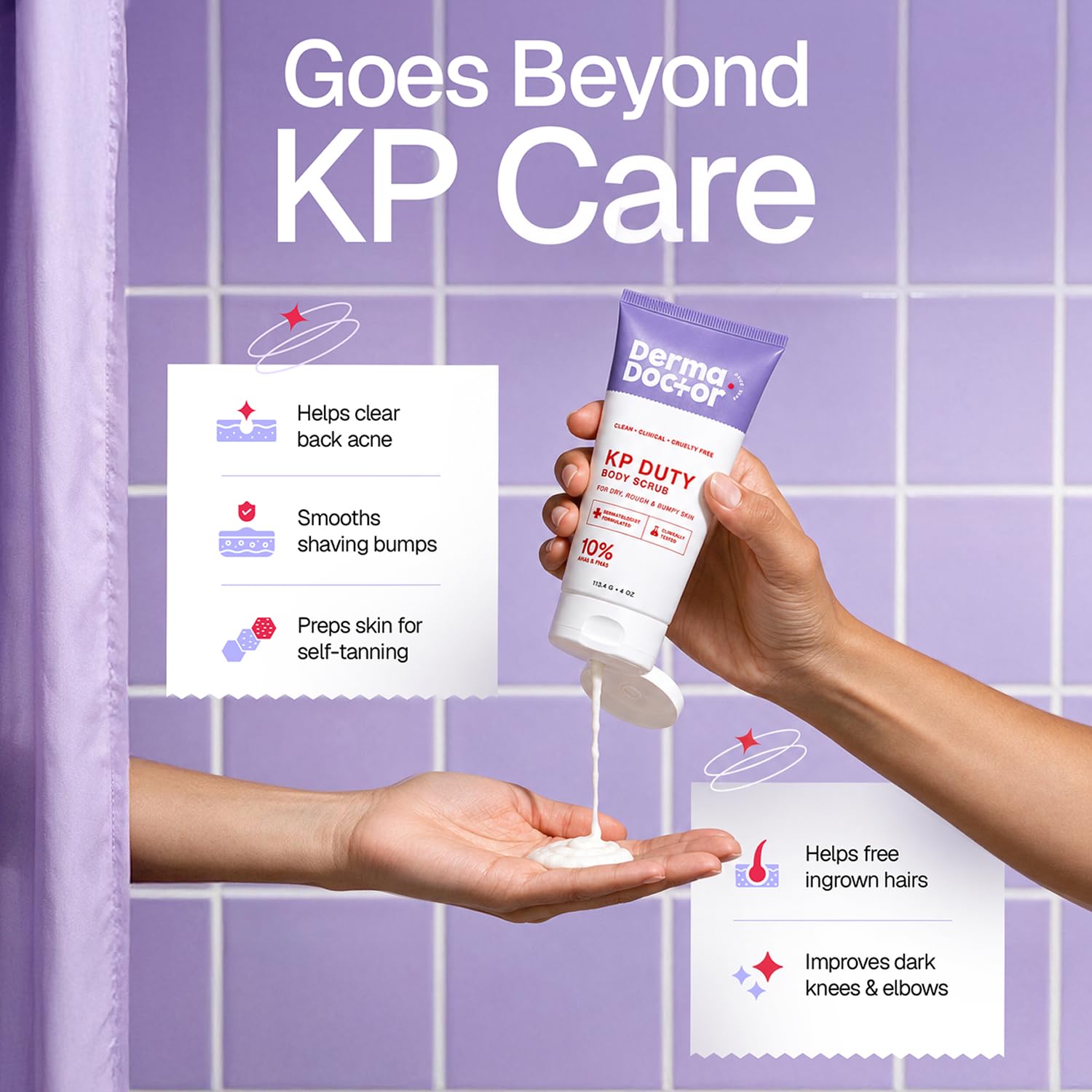 DERMAdoctor KP Bump Eraser Body Scrub, 10% AHAs + PHAs, Rough & Bumpy Skin