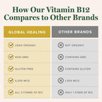 Vitamin B12 5000mcg Sublingual Liquid Drops, Methylcobalamin, Vegan (2 Oz) | Global Healing B12 Vitamins Sublingual Methylcobalamin Vitamina Para Mujer