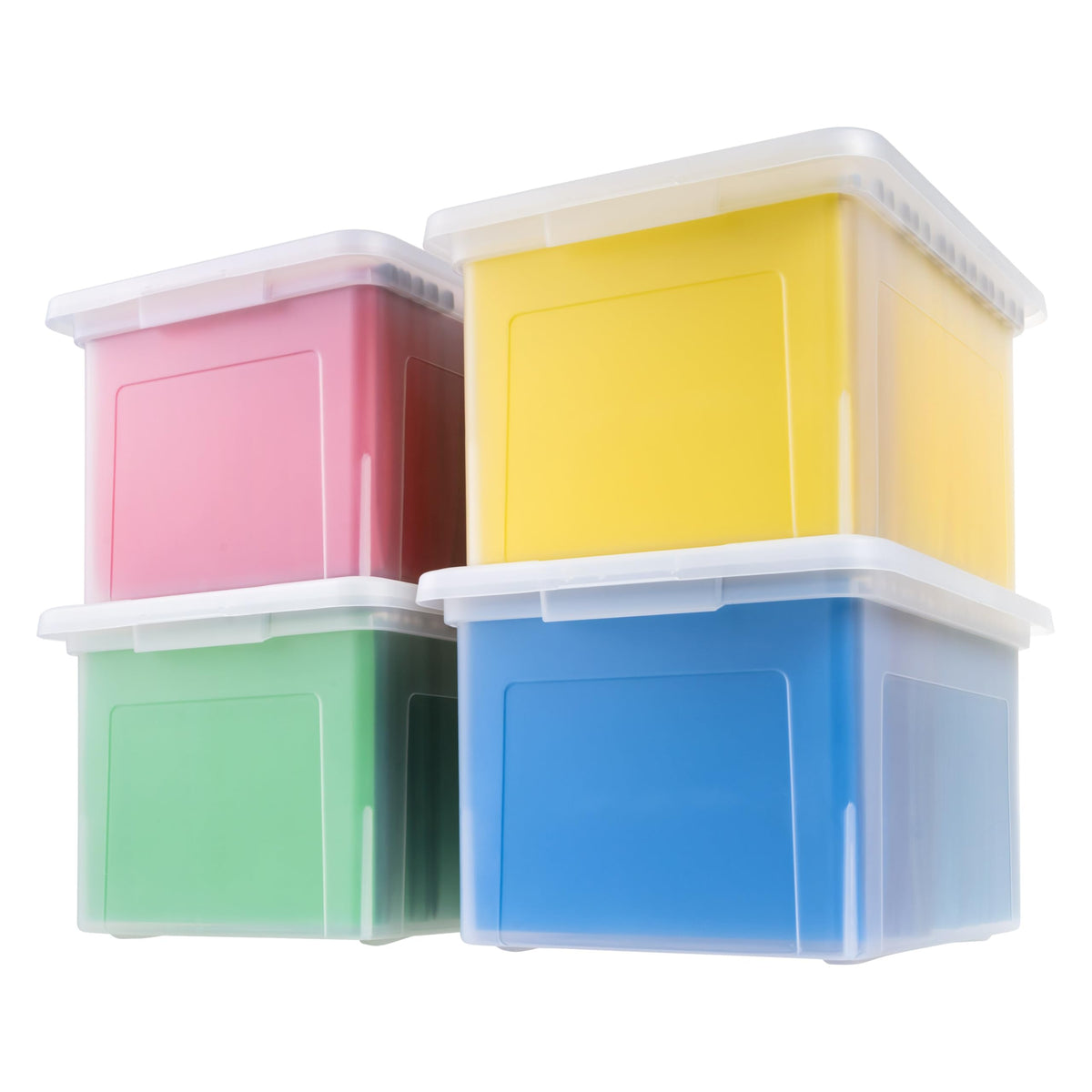 IRIS USA 4-Pack 35 Qt File Box, Letter/Legal Hanging File Storage, Clear