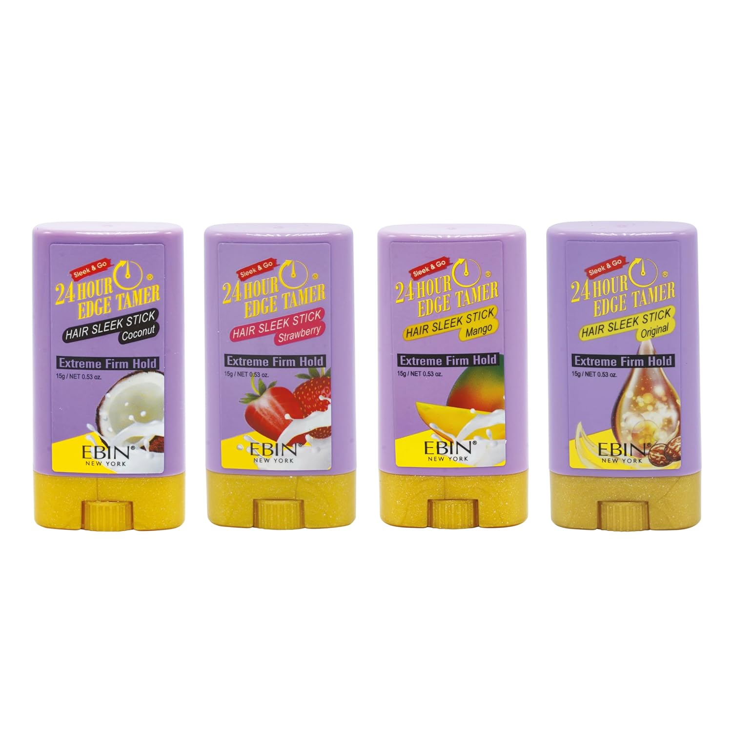 Buy now EBIN NEW YORK 24 Hour Edge Tamer Hair Sleek Stick, Extreme Firm Hold, 2.7 oz, Strawberry â€“ Sleek & Go, No Flaking and White Residue 0.53 Ounce (Pack of 4) Coconut at indiglob india