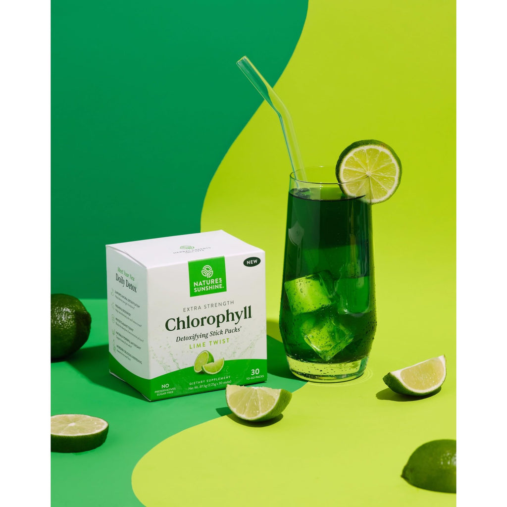 Nature's Sunshine Chlorophyll Stick Packs: Supercharge Your Detox and Boost Gut Health in Convenient, Delicious Stick Packs (Lime Twist)
