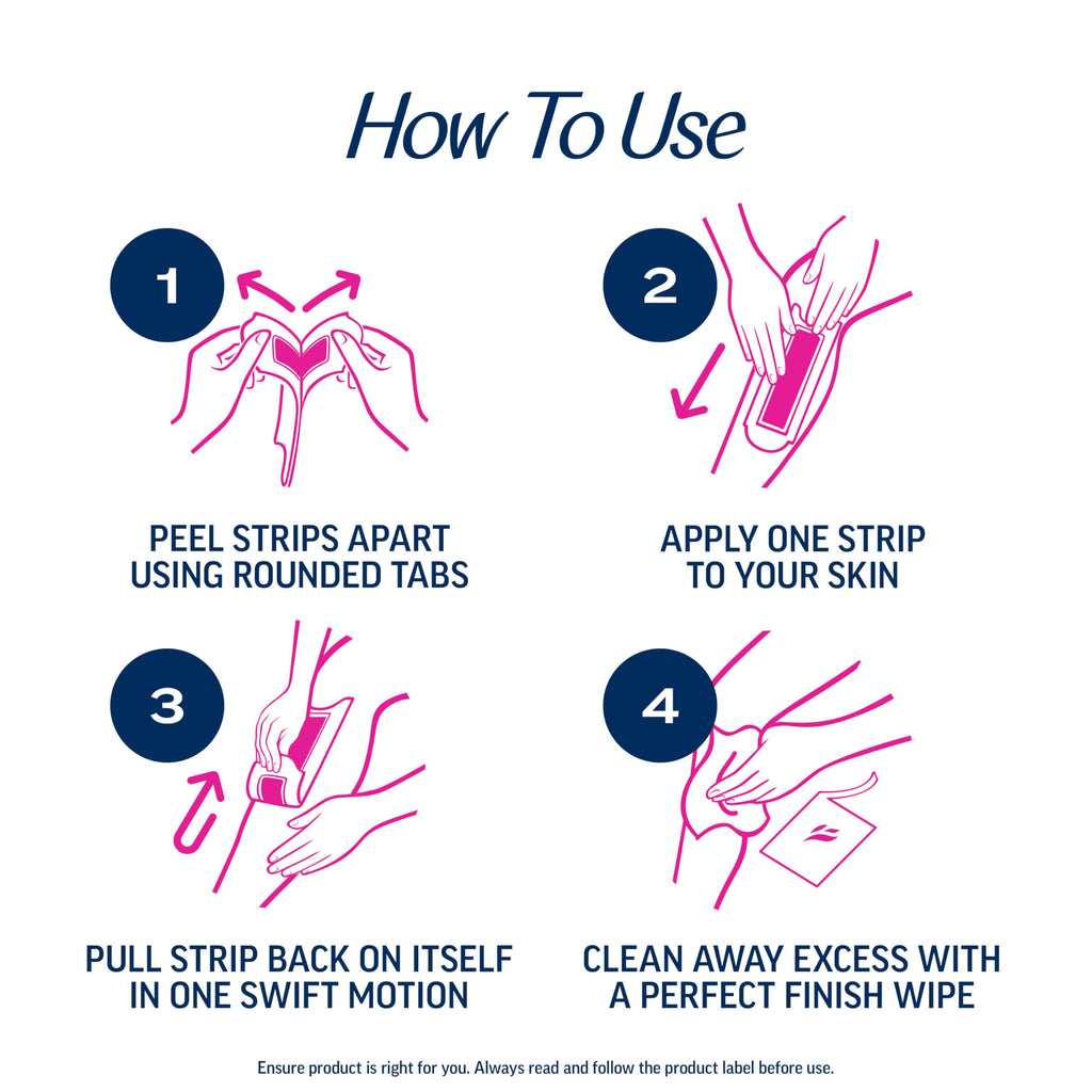 VEET Ready-To-Use Waxing Kit For Women | Wax Strips For Body Hair Removal, Wax Kit For Ingrown Hair Treatment, Personal Care Product, Hair Remover | 40ct Waxing Strips, 4ct Body Wipes