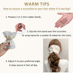 4 Pack Oversized Puffy Hair Scrunchies, 4.72 Inch Double Layer Pleated Ruffle Design, White with Colored Trim, Extra Large Hair Ties for Buns Ponytail Holders for Voluminous Look