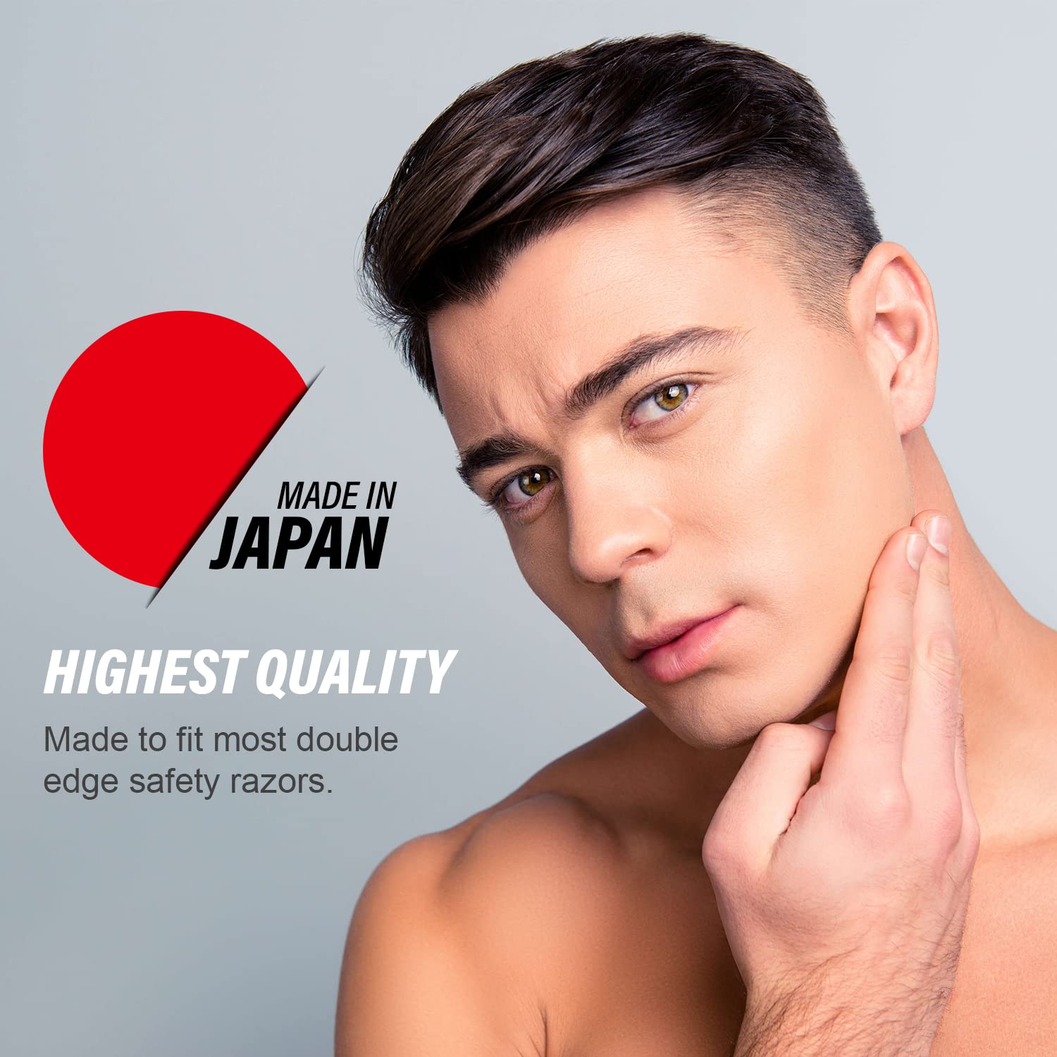 Feather Double Edge Safety Razor Blades - (50 Count) - Platinum Coated Hi-Stainless Steel Razor Blades - Fits Most Safety Razors - Super Sharp for Close Shaves - Japanese Quality