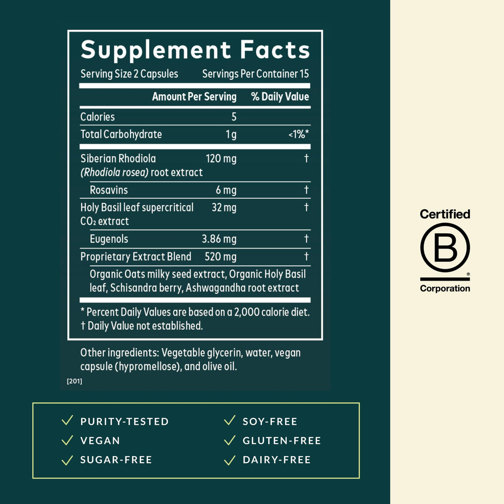 Gaia Herbs Stress Response Supplements, 30 Vegan Capsules, 15 Servings