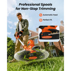 Weed Eater String Compatible with Black+Decker, AF-100 0.065" Weed Wacker String Refill 360ft Automatic Feed String Trimmer Replacement Line Spool for Black&Decker (12Spools + 3Caps+3Springs)