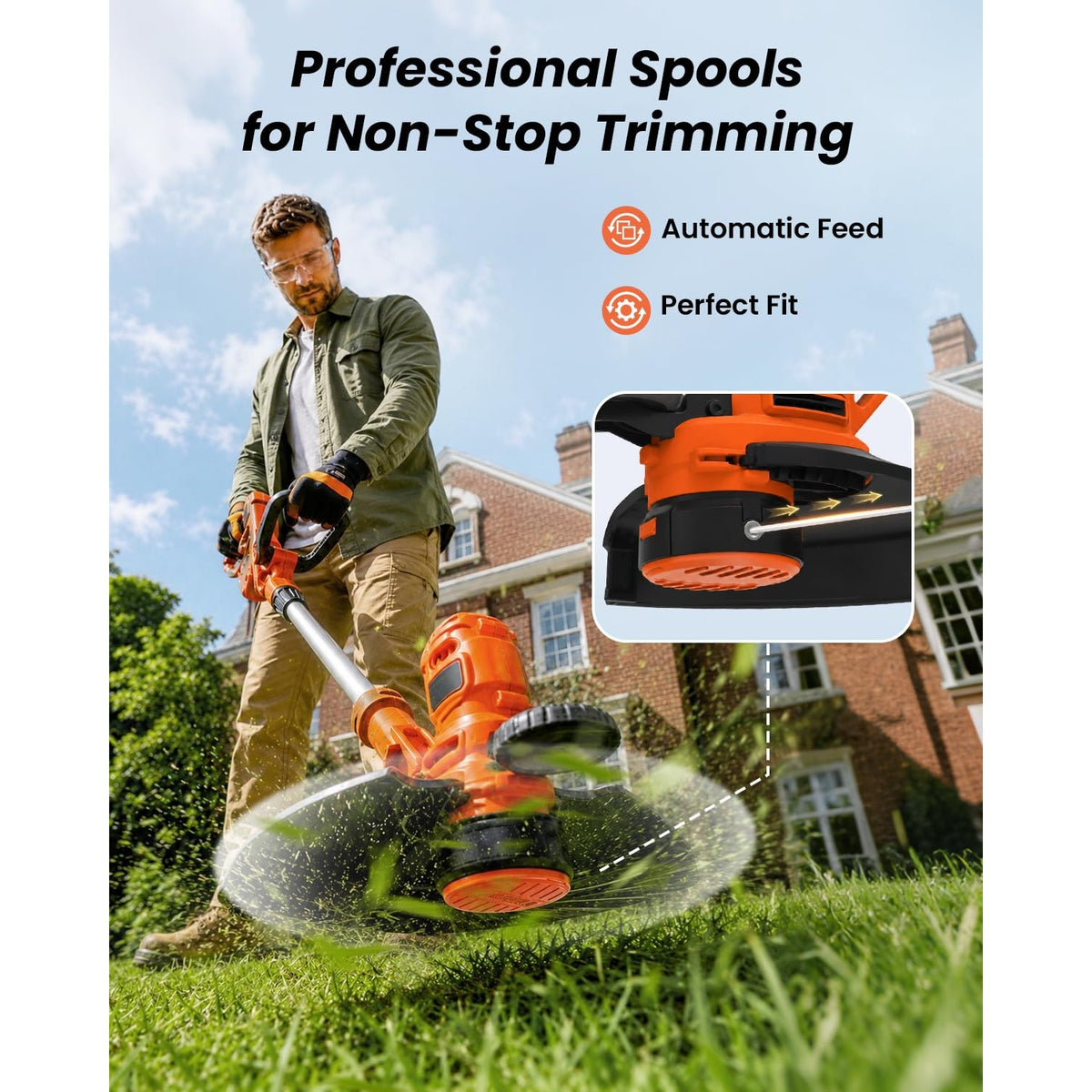 Weed Eater String Compatible with Black+Decker, AF-100 0.065" Weed Wacker String Refill 360ft Automatic Feed String Trimmer Replacement Line Spool for Black&Decker (12Spools + 3Caps+3Springs)