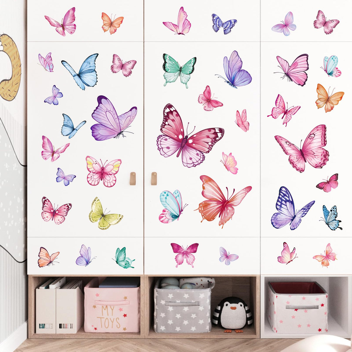 wondever Watercolor Butterfly Wall Decals Butterflies Girls Wall Stickers