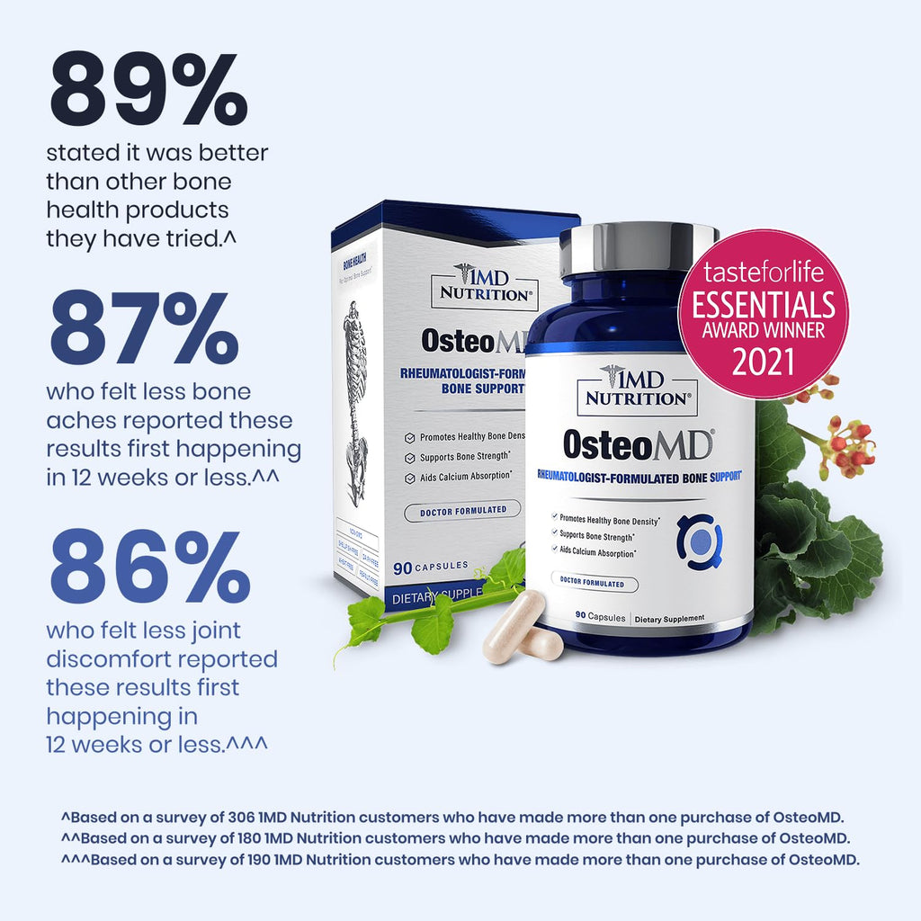 1MD Nutrition OsteoMD for Comprehensive Support - Supplement for Women and Men - Promote Density w/Vitamin D - Hydroxyapatite w/Vitamin D3 & K2-90 Capsules