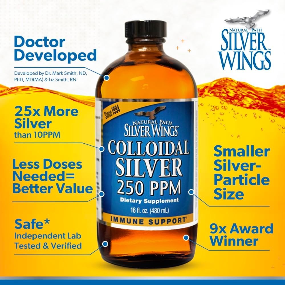 Buy now Natural Path Silver Wings Colloidal Silver Liquid - Enhanced Immune Support Supplement - 250ppm (1250mcg) - 2oz Dropper at indiglob india